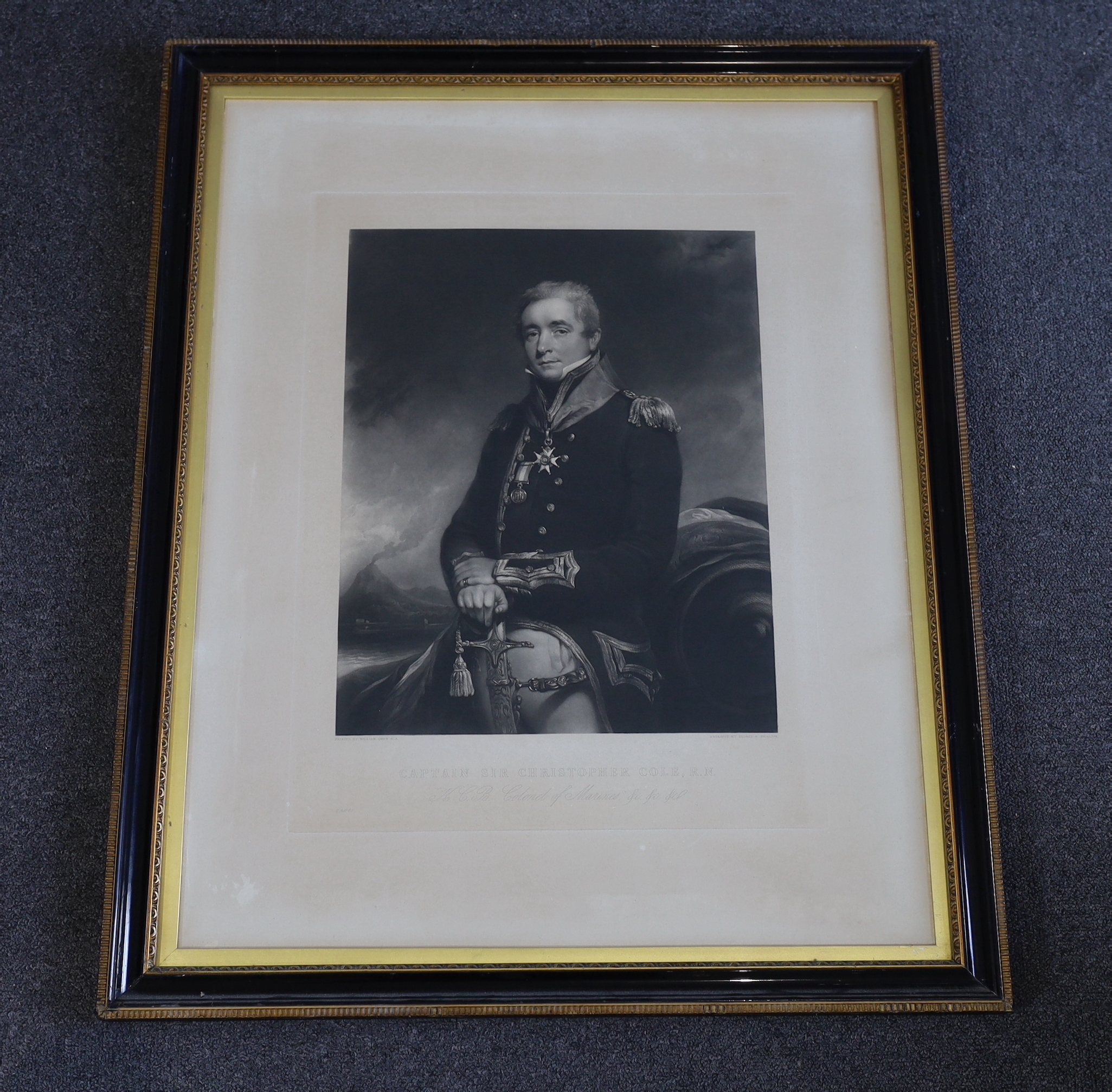 George H. Phillips after William Owen R.A., proof mezzotint, 'Captain Sir Christopher Cole R.N.', visible sheet 72 x 56cm